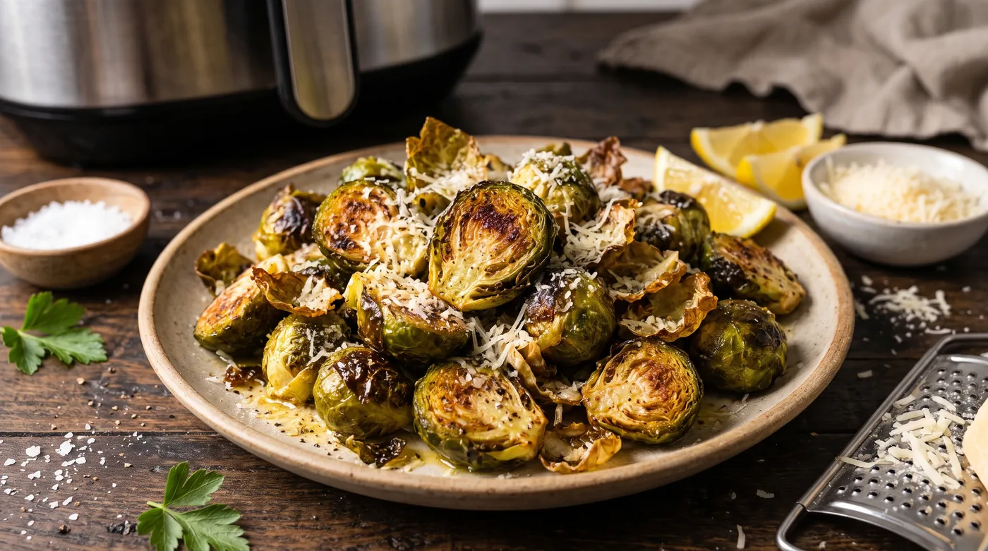 Crispy Garlic‑Parmesan Brussels Sprouts with Lemon Zest
