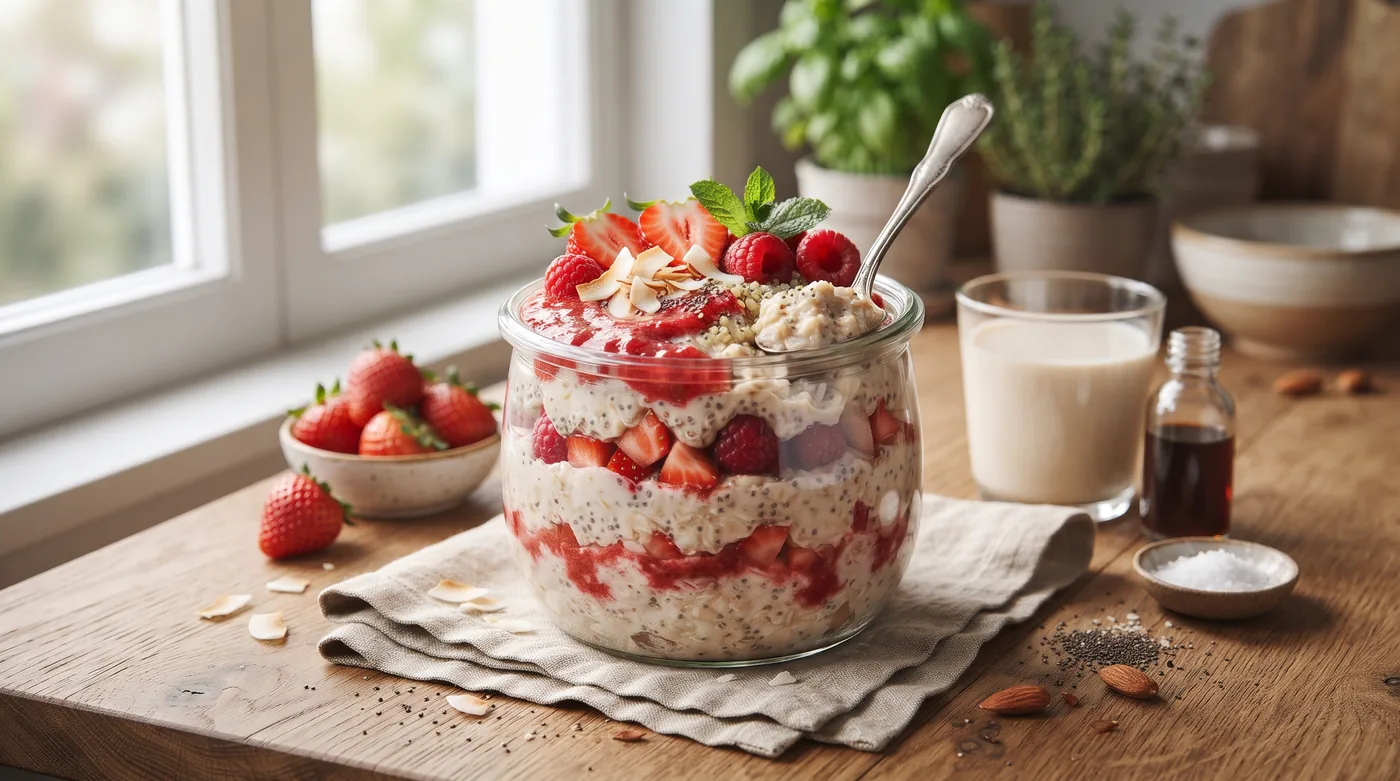 Strawberry‑Vanilla Dream Overnight Oats (Dairy‑Free)